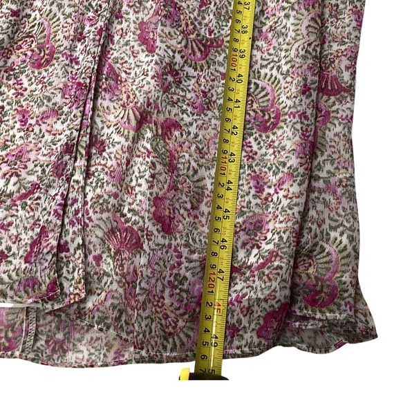 Ann Taylor Floral Sleeveless Ruched Midi Dress Sz 10 Pink Green Printed VNeck - Picture 5 of 8